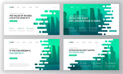 Wall Mural - pharmaceutical landing pages templates set. medical web page design concept layout for website. vect