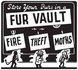 Wall Mural - Fur Vault - Retro Ad Art Banner