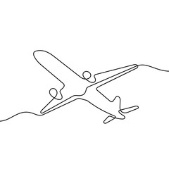 Wall Mural - Plane continuous line vector illustration