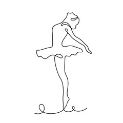 Wall Mural - Ballet dancer continuous line vector sketch