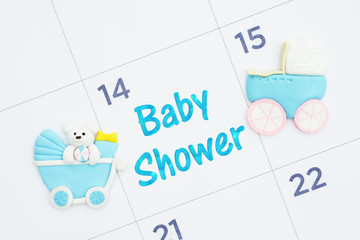 Wall Mural - Baby Shower invite on a monthly calendar with baby strollers