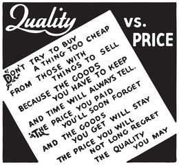 Wall Mural - Quality Vs Price - Retro Ad Art Banner