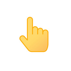 Poster - Pointer finger vector icon, flat cartoon line emoticon thumb point hand gesture symbol isolated on white pictogram sign clipart