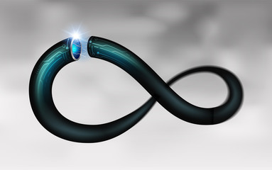 Aufkleber - Sparking of digital energy of fiber optic cable Expressing the power of fiber optic in the future In the form of infinity. Vector realistic file.