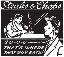Sticker - Steaks And Chops 5  - Retro Ad Art Banner