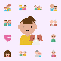 Sticker - girl, dog cartoon icon. family icons universal set for web and mobile