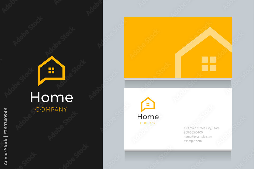 bubble house logo with business card template.  - obrazy, fototapety, plakaty 