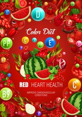 Wall Mural - Color diet red healthy food, heart health