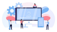 System Update Vector Illustration Concept, People Update Operation System Can Use For, Landing Page, Template, Ui, Web, Mobile App, Poster, Banner, Flyer