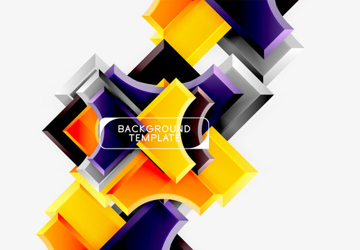 3d futuristic shapes vector abstract background made of glossy pieces with light effects