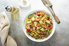 Fresh Quinoa Tabbouleh Salad With Tomatoes And Cucumbers
