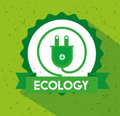 ecology label with power energy and ribbon