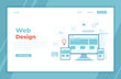 © vectorhot - Web Design. Website template for monitor, laptop, tablet, phone. Elements for mobile and web applications. User Interface UI and User Experience UX content organization. landing page, banner. Vector