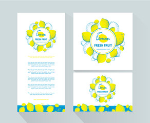 Wall Mural - Template for brand Lemon fresh fruit company, factory of fresh juices, shop, bar. Design element for business card, banner, template, brochure template.