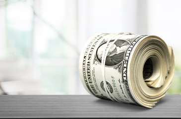 Wall Mural - Stack of money on  isolated background