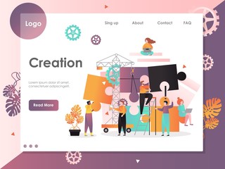 Poster - Creation vector website landing page design template