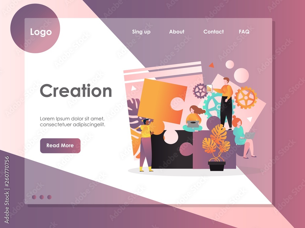 Creation vector website landing page design template Stock Vector ...