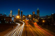 Downtown Atlanta Georgia light trails at night