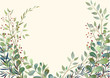 © orhideia - Card with beautiful twigs with leaves. Sketched wreath, floral and herbs garland