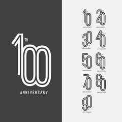 100 Th Anniversary Set 10 20 30 40 50 60 70 80 90 Vector Template Design Illustration