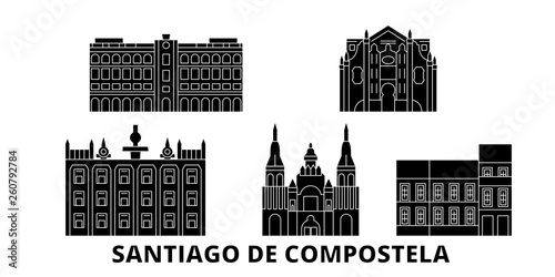 Fotografía Spain, Santiago De Compostela flat travel skyline set
