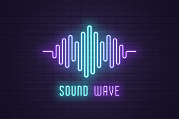 Poster - neon composition of digital sound wave. vector