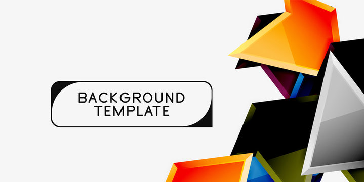 Bright colorful triangular poly 3d composition,abstract geometric background, minimal design, polygonal futuristic poster