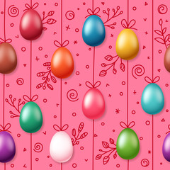 Poster - Easter eggs on rope. Holiday seamless pattern