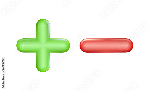 Fotomural Plus and minus icon green, red symbol