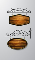 Wall Mural - hanging, wooden Board vector, wooden object for text.