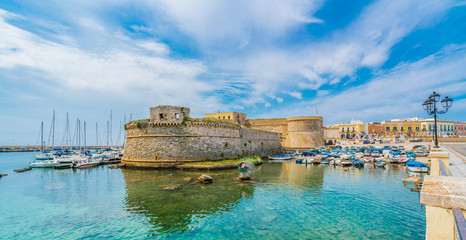 Wall Mural - view of gallipoli town and harbour, puglia region, south italy