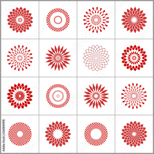 Design elements set. Abstract circle geometric patterns.