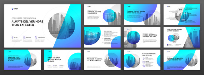 Powerpoint presentation templates set. Use for keynote template background, brochure design, website slider, landing page, annual report, company profile, portfolio.