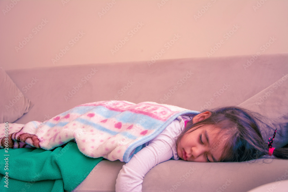 3 year old little girl sleeping on sofa Stock Photo Adobe Stock
