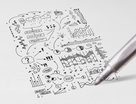 Stationery drawing office symbols and icons concept
