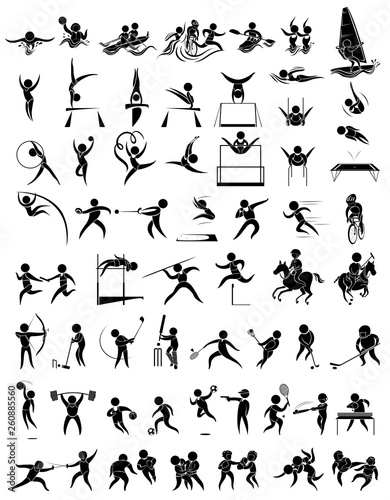 Photo Set of sport athletes icon