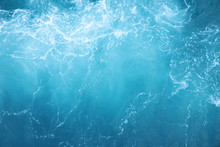 Sea  Waves In Ocean Wave Splashing Ripple Water. Blue Water Background.  