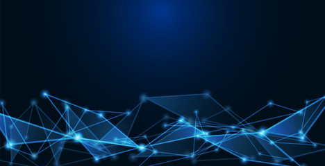 Abstract. Communications or technology, science background. connected dots on bright blue background. vector.