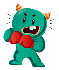 Green monster ready to box vector illustration