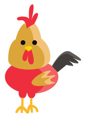 Wall Mural - clipart of a colorful cock with his freed comb on the top vector color drawing or illustration