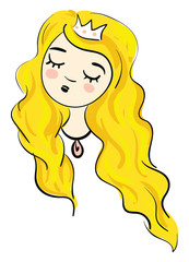 Sticker - Cartoon of a sleeping blonde princesse vector illustration on white background