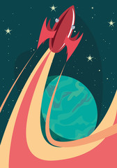 Poster - rocket spaceship exploration