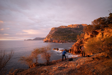 Wall Mural - photographers at dawn, Freycinet