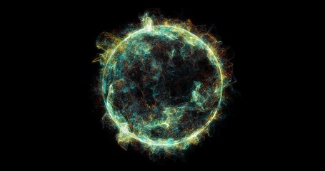 Poster - Sun Solar Flare Particles coronal mass ejections, abstract particles background with corrupted point sphere. globe grids with a broken structure. 3D render