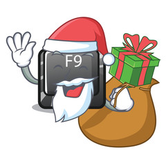 Sticker - Santa with gift button f9 on a cartoon computer