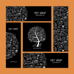 Wall Mural - Corporate flat mock-up template. Pet shop design