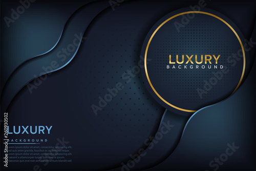 Cuadros en Lienzo Dark blue textured layer overlap background