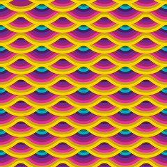 Poster - Bright Seamless Pattern with Colorful Waves. Vector Illustration for Wrapping Paper, Party Banners and Carnival Stuff