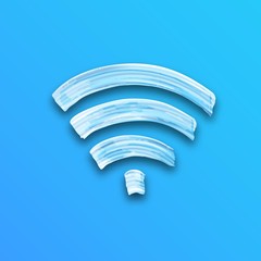Leinwandbilder - Blue Illustration of Wifi Sign. Vector Creative Concept