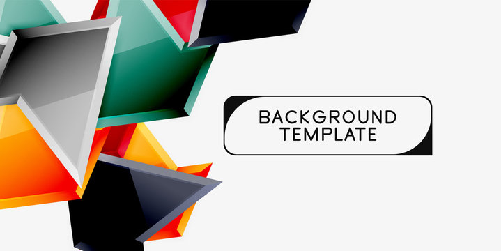 Bright colorful triangular poly 3d composition,abstract geometric background, minimal design, polygonal futuristic poster